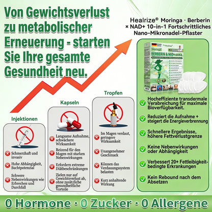 Offizieller Shop | ❤️❤️ Healrize® Moringa Berberinex NAD+ 10-in-1 Nano-Mikronadel-Patch (Nur einmal täglich, sichtbare Veränderungen in 7 Tagen) ✅ Für Übergewicht, lockere Haut, Diabetes, Schlafapnoe, Gelenkprobleme und mehr