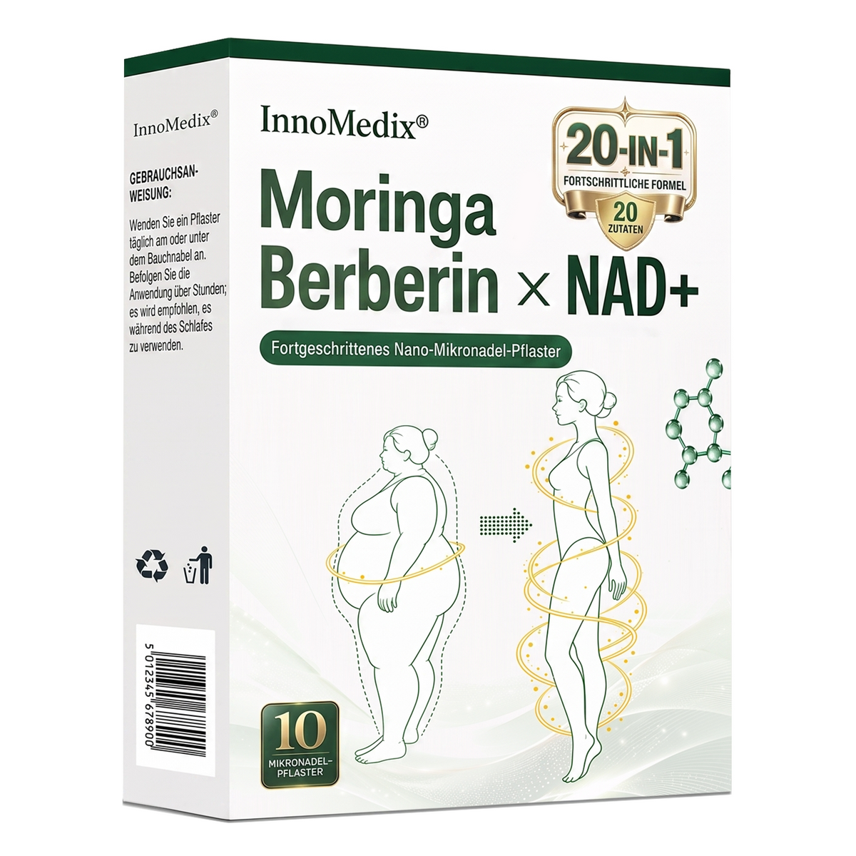 InnoMedix® Moringa Berberin x NAD+ 20-IN-1 Fortgeschrittenes Nano-Mikronadel-Pflaster (Nur einmal täglich anwenden – sichtbare Veränderungen in nur 7 Tagen.)