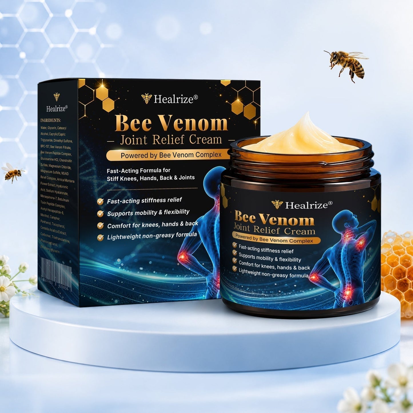 [Nur noch 5 Minuten!] Healrize® Bee Venom Joint Relief Cream 🦵Powerful Bee Venom Cream for Joint & Muscle Pain Relief – Feel Comfort in Minutes