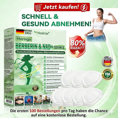 Offizieller Shop | ❤️❤️ Healrize® Moringa Berberinex NAD+ 10-in-1 Nano-Mikronadel-Patch (Nur einmal täglich, sichtbare Veränderungen in 7 Tagen) ✅ Für Übergewicht, lockere Haut, Diabetes, Schlafapnoe, Gelenkprobleme und mehr
