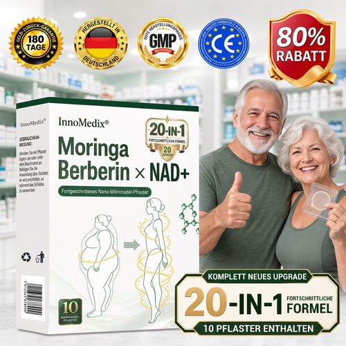 InnoMedix® Moringa Berberin x NAD+ 20-IN-1 Fortgeschrittenes Nano-Mikronadel-Pflaster (Nur einmal täglich anwenden – sichtbare Veränderungen in nur 7 Tagen.)