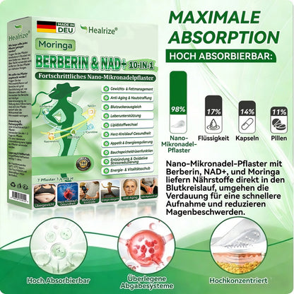 Offizieller Shop | ❤️❤️ Healrize® Moringa Berberinex NAD+ 10-in-1 Nano-Mikronadel-Patch (Nur einmal täglich, sichtbare Veränderungen in 7 Tagen) ✅ Für Übergewicht, lockere Haut, Diabetes, Schlafapnoe, Gelenkprobleme und mehr