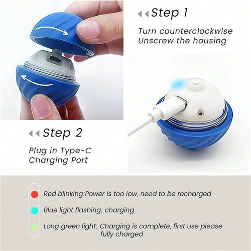 1pc Smart Dog Automatic Rolling Ball Toys,Cat Electric Gravity Sensor Balls,Pet Interactive Chewing Toy,Kitten Training Self-Moving Entertainer Accessories
